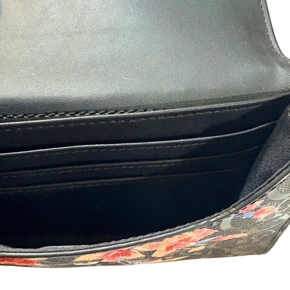 Guess Floral Wallet Black Logo Print Snap Closure Organizer Clutch - Picture 4 of 8